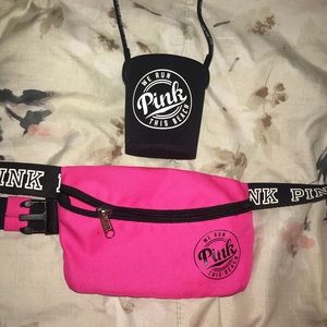 PINK/ VS Pink Colored Fanny Pack w/ Cup Holder